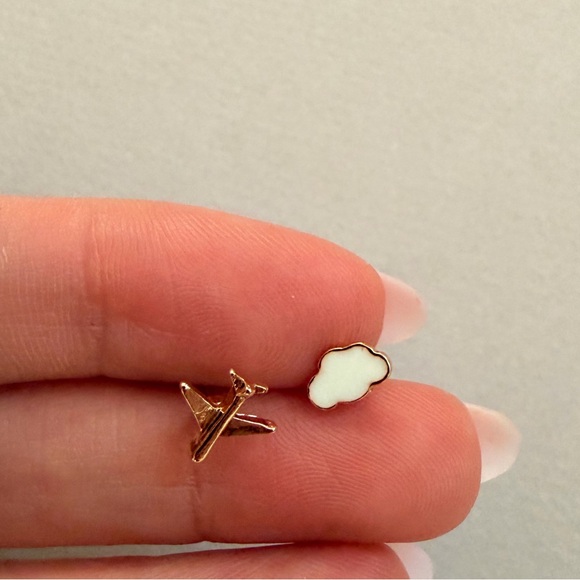 Cloud and Airplane Earrings M652 - Picture 4 of 4